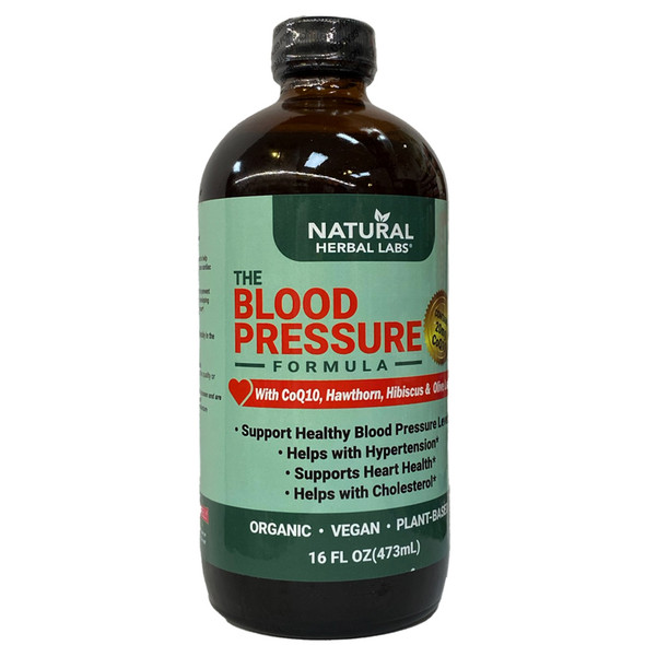 Natural Herbal Labs Blood Pressure Formula 16oz with CQ10, Hawthorn, Hibiscus, Olive