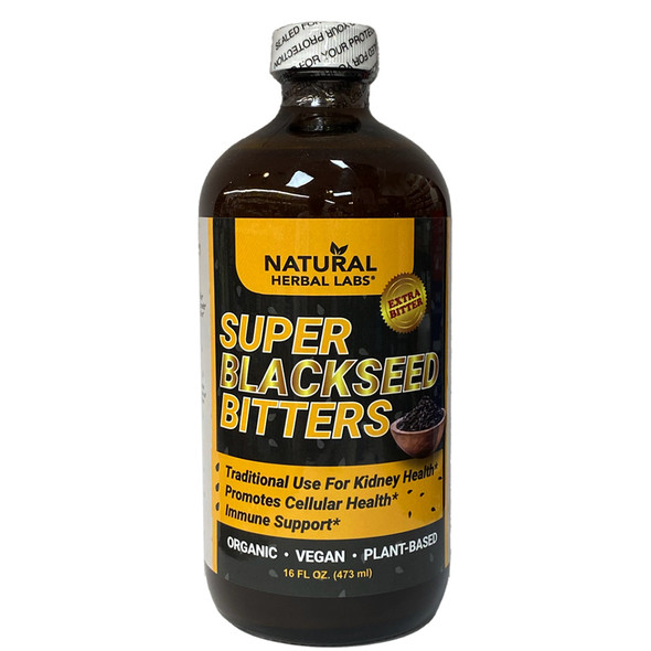 Natural Herbal Labs Super Blackseed Bitters 16oz for Kidney and Cellular Health, Immune Support