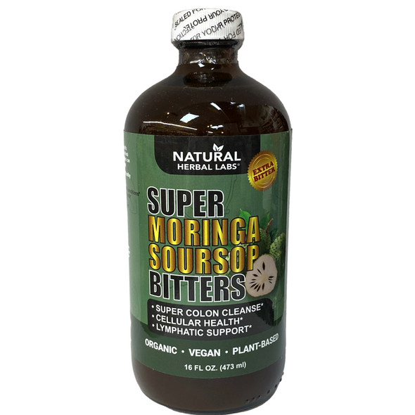 Natural Herbal Labs Super Moringa Soursop Bitters 16oz Colon Cleanse, Lymphatic Support
