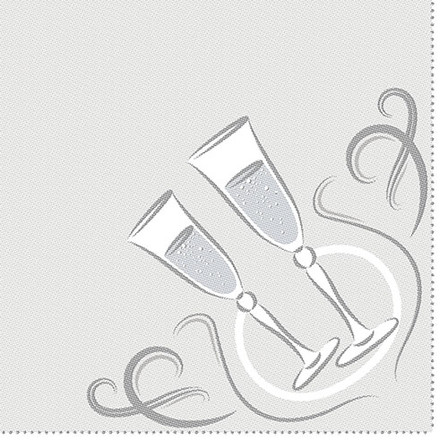 Papstar - Napkins "ROYAL Collection" 1/4 fold 40 cmx 40cm Silver "Festive Moments"(20pk)