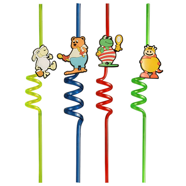 Papstar- Assorted Funny Animal Drinking straws (2pcs)