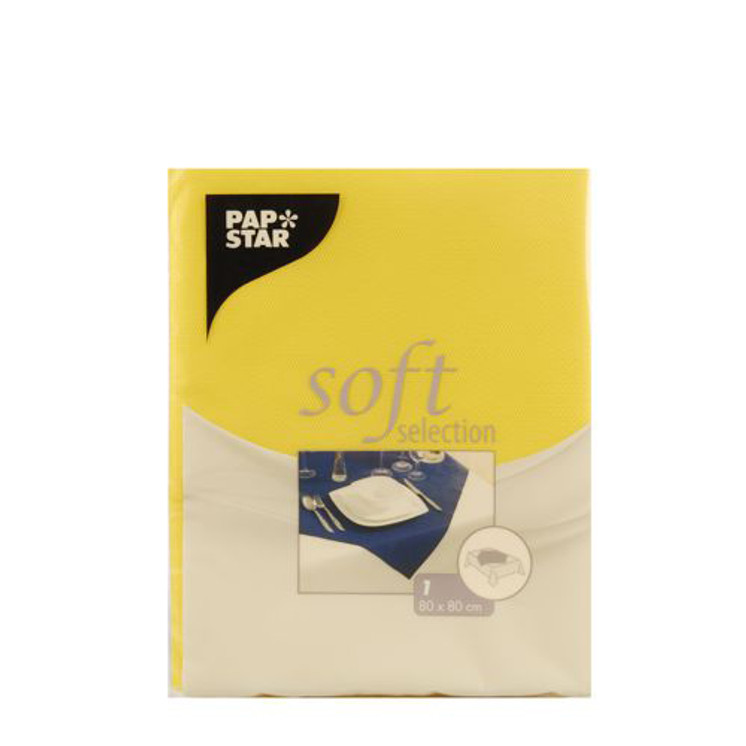 Papstar - Tablecloth Cloth-like Nonwoven "soft selection" 80cmx80cm yellow