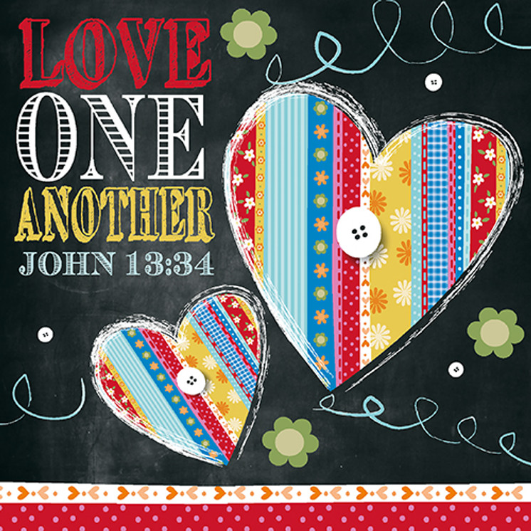 Papstar - Napkins, 3-ply 1/4 fold 33cm x 33cm "Love One Another"(20pk)