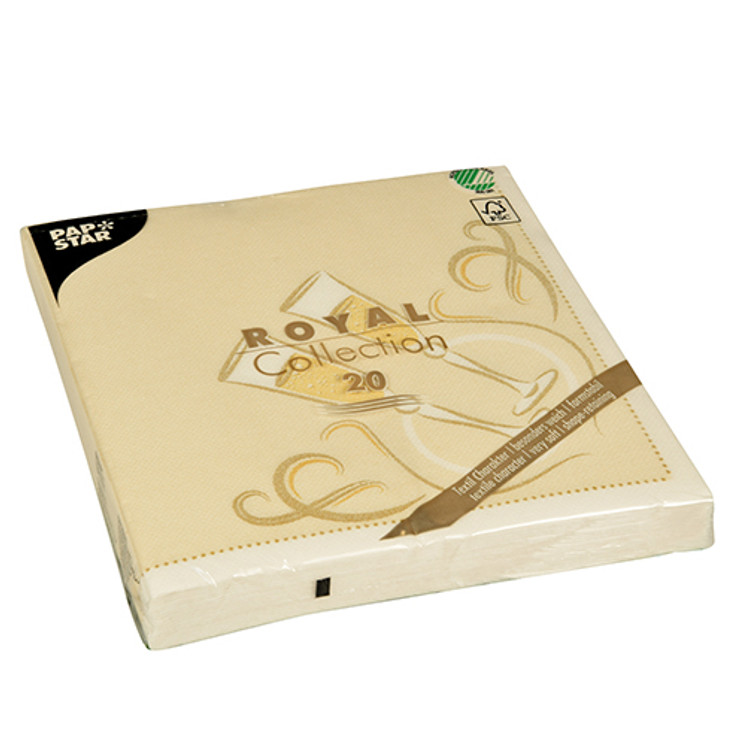 Papstar - Napkins "ROYAL Collection" 1/4 fold 40 cmx 40cm Gold "Festive Moments"(20pk)