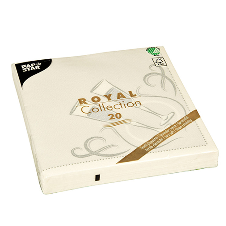 Papstar - Napkins "ROYAL Collection" 1/4 fold 40 cmx 40cm Silver "Festive Moments"(20pk)