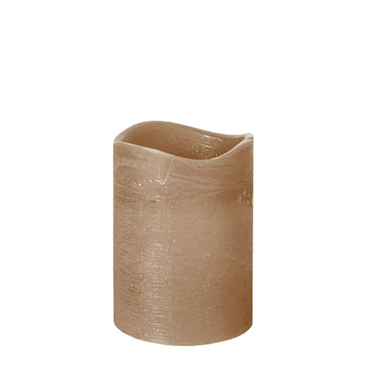 Papstar - Rustic LED Pillar 75mm Taupe