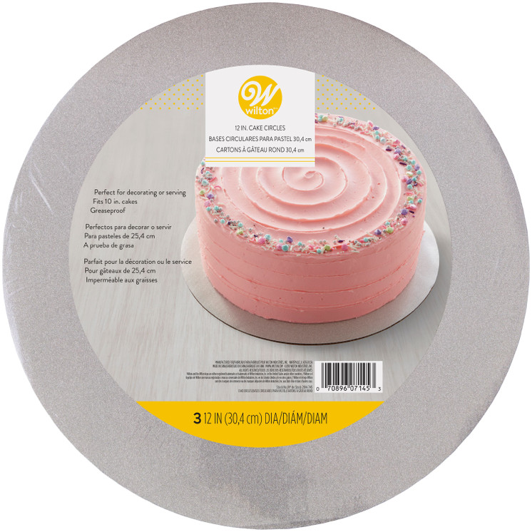 Wilton 12" Silver Glitter Cake Circles (3pack)