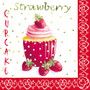 Papstar - Napkins, 3-ply 1/4 fold 33cm x 33cm "Strawberry Cupcake"(20pk)