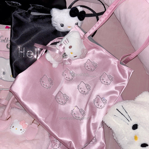 Hello Kitty Satin Tote Bag With Plushie (Pink)