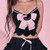 Dreamland Kitty Bow Lace Cami Top (Black)