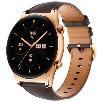 HONOR Watch GS3 1.43" 45.9mm Classic Gold Leather Strap Smart Watch