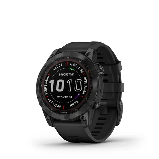 Garmin Fenix 7 Sapphire Solar Black DLC Titanium with Black Silicone