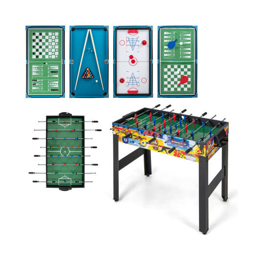 12-in-1 Combo Game Table Set with Foosball Air Hockey Pool Chess and Ping Pong B593-UY10055