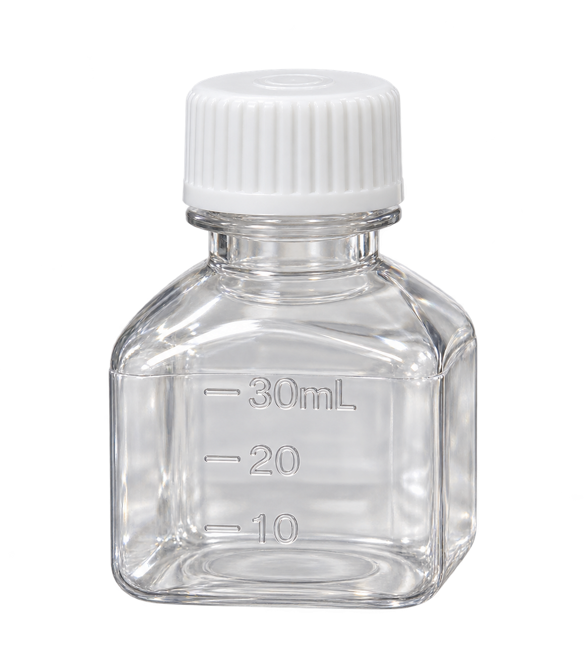 30mL Square PET Media Bottle with HDPE Cap