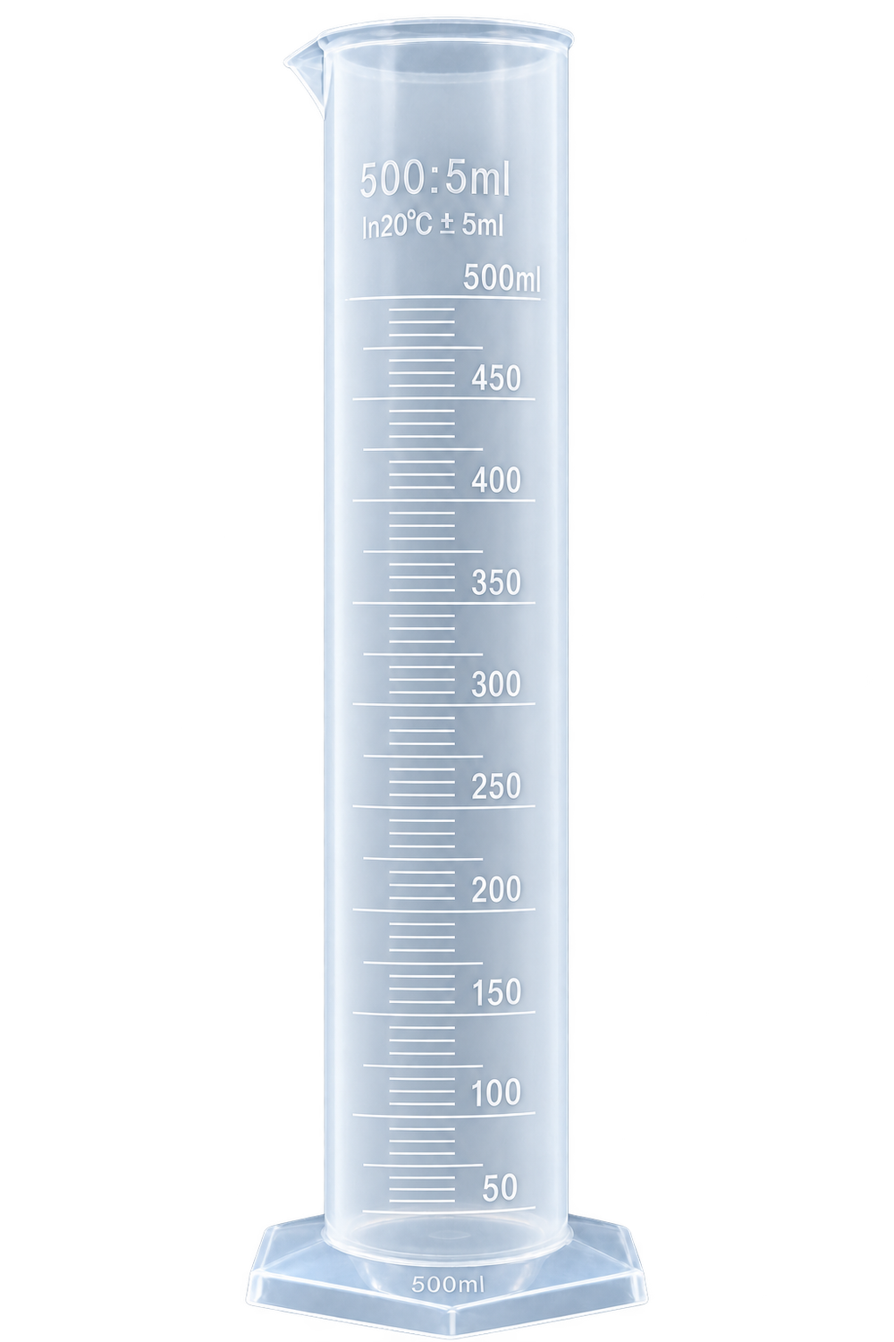 500mL Polypropylene Graduated Cylinder with Hex Base