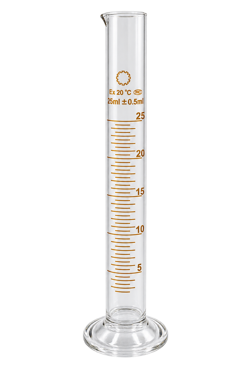 25mL Graduated Glass Measuring Cylinder with Round Base