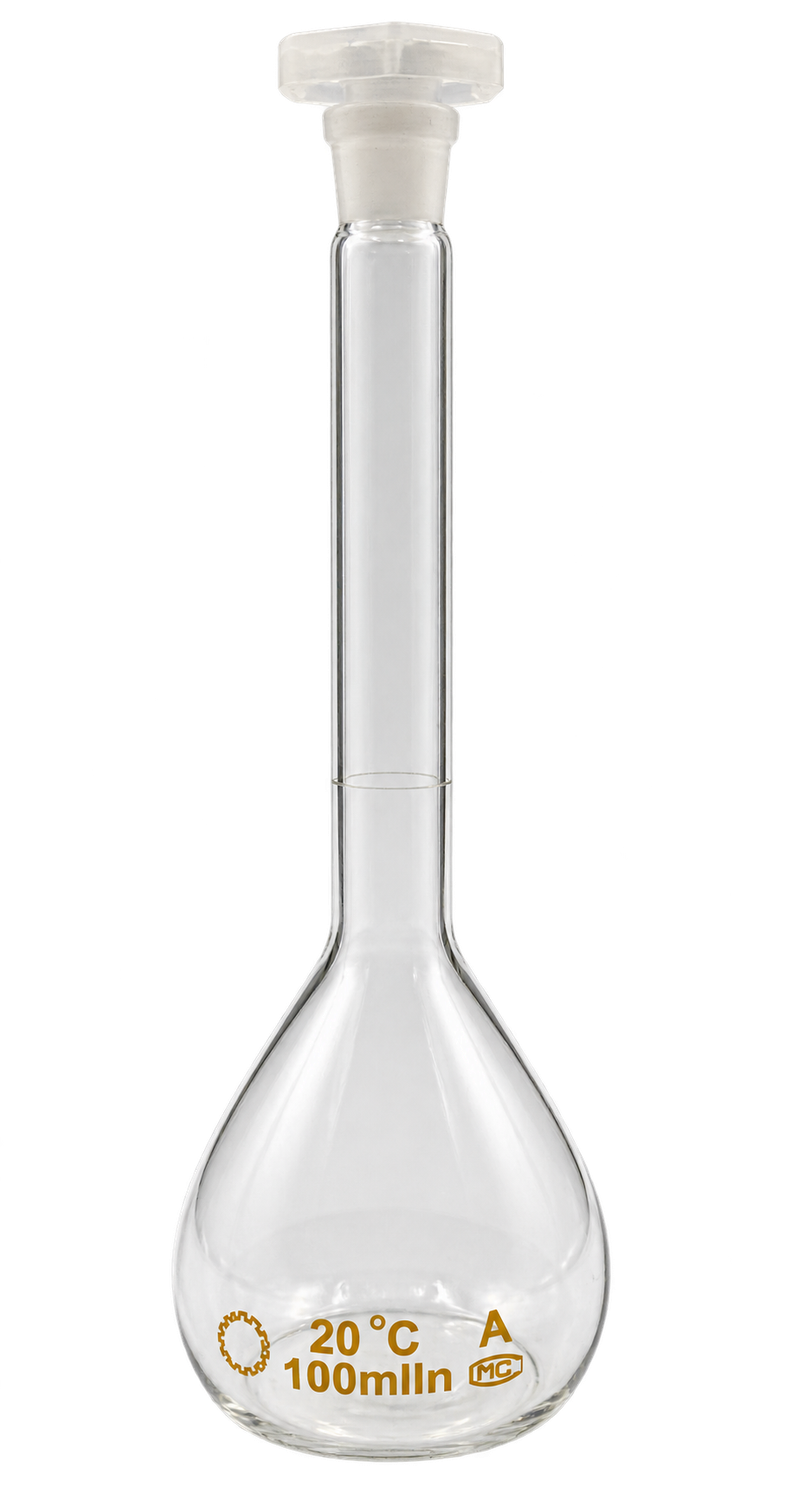 100mL Glass Volumetric Flask with Plastic Stopper