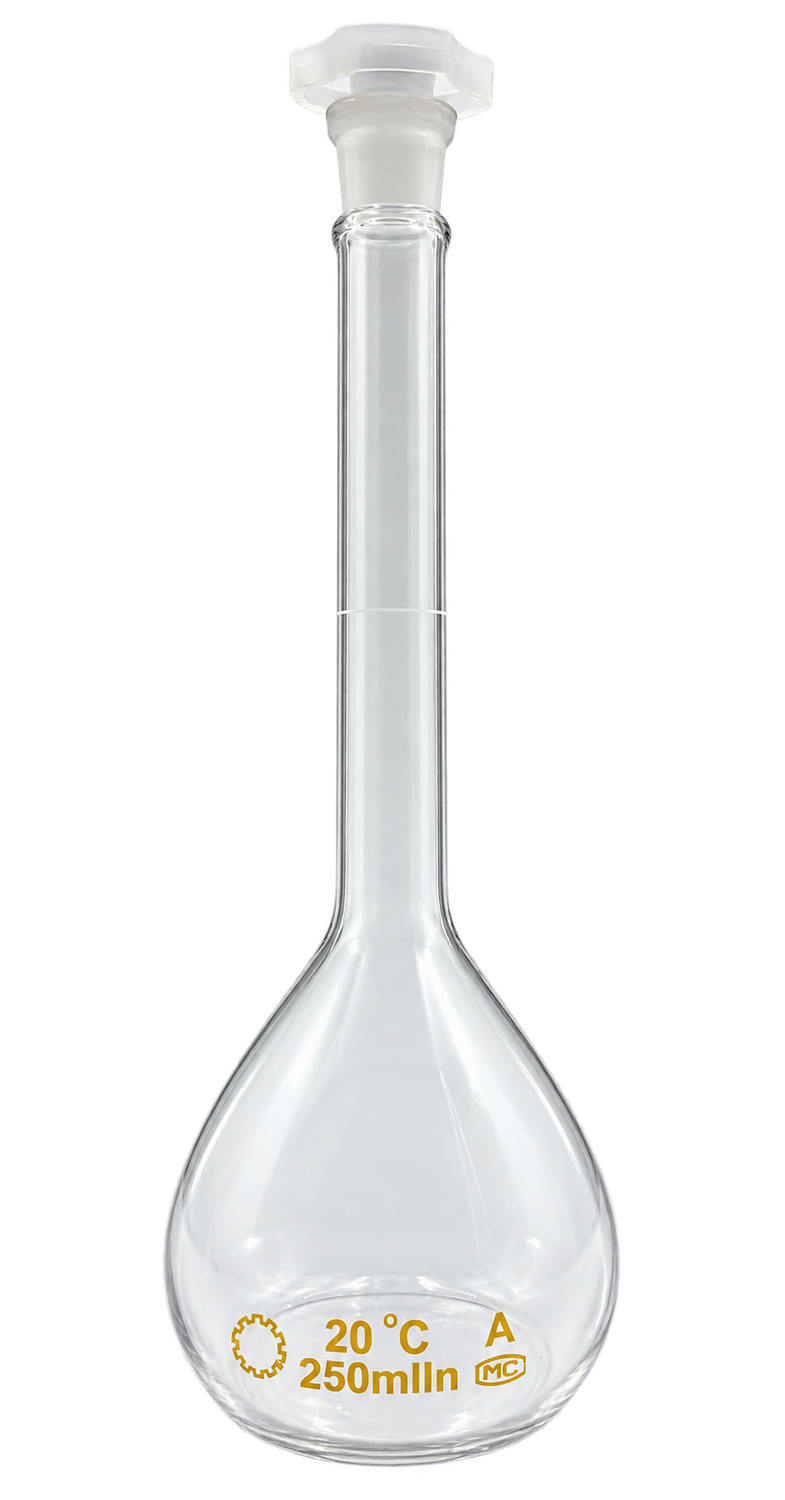 250mL Glass Volumetric Flask with Plastic Stopper