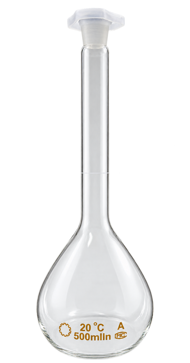 500mL Glass Volumetric Flask with Plastic Stopper
