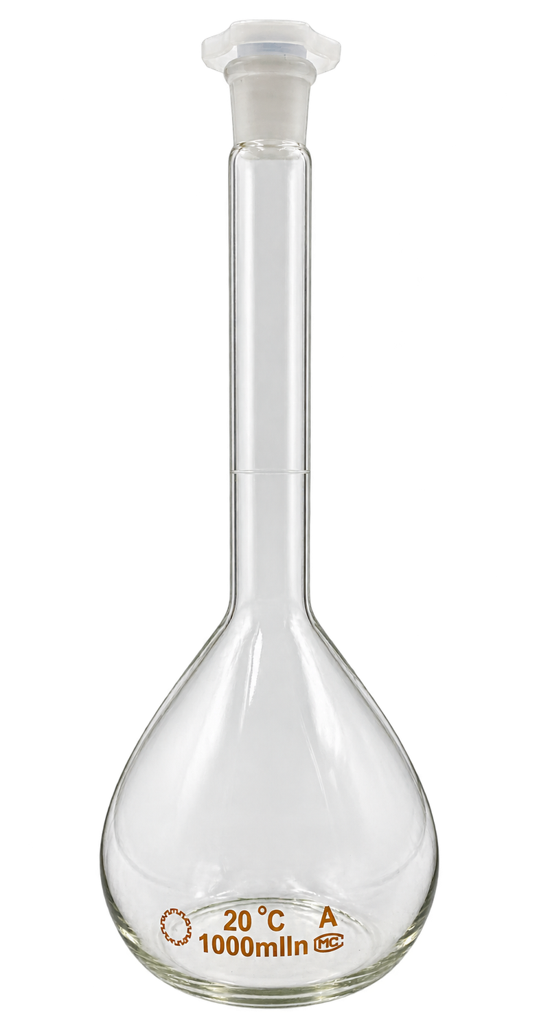 1000mL Glass Volumetric Flask with Plastic Stopper