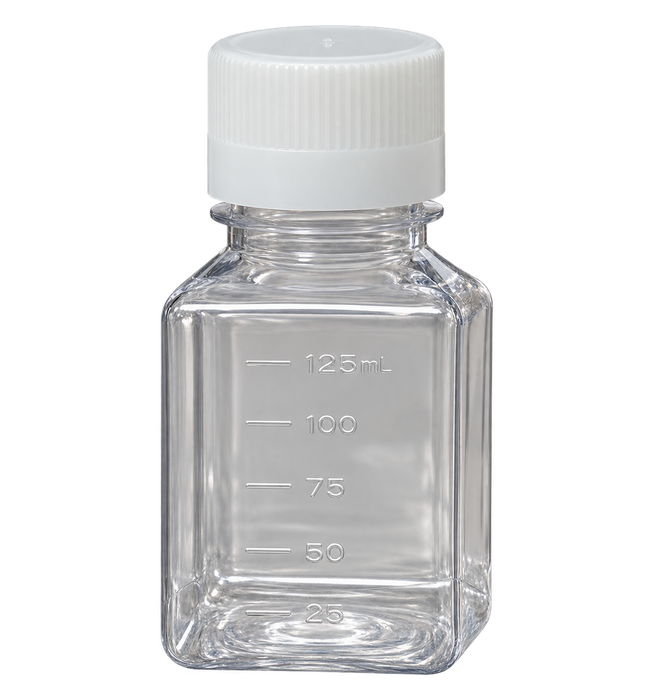 125mL Square PET Media Bottle with HDPE Cap