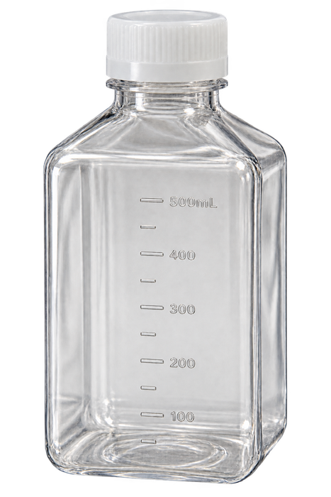 500mL Square PET Media Bottle with HDPE Cap