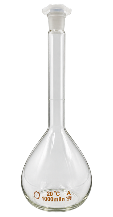 1000mL Glass Volumetric Flask with Plastic Stopper
