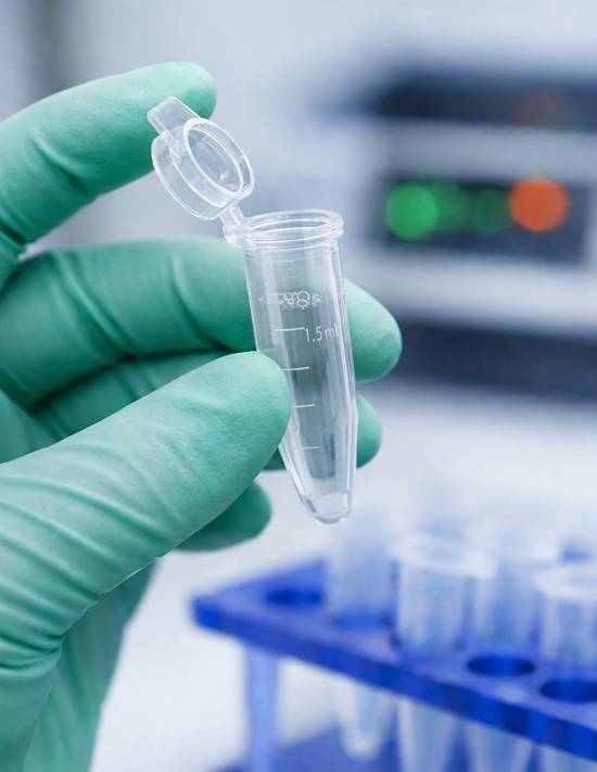 Scientist holding beaker