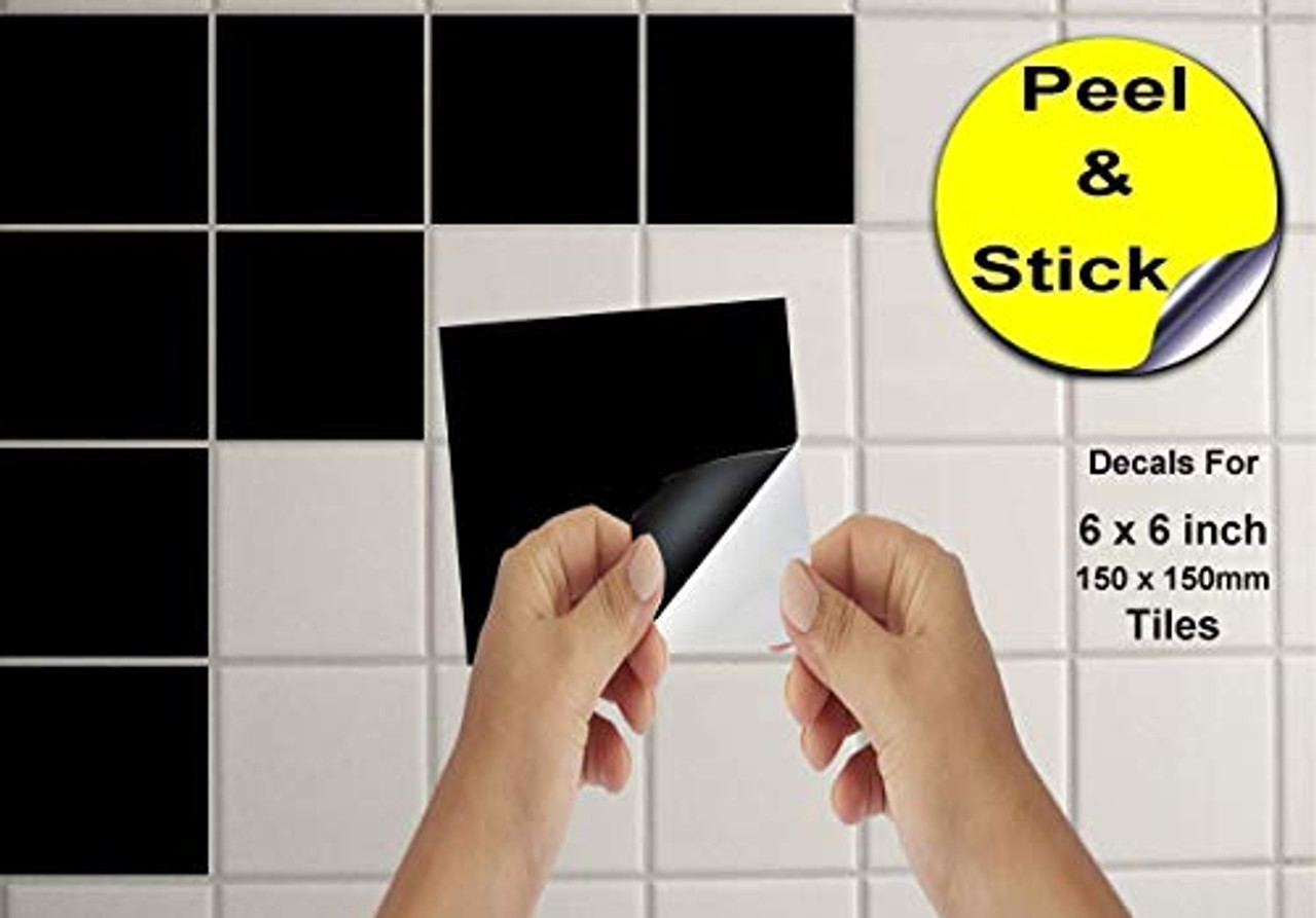 black tile stickers kitchen