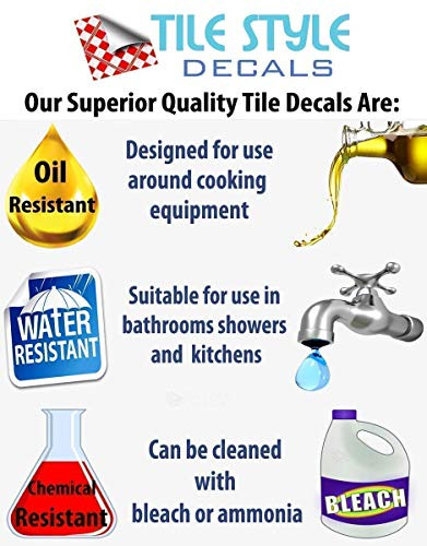 50 Tile Stickers 6 x 6 inch Black Transfers Covers for Kitchen Bathroom