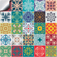 low price decorative 15x15 cm color Mix Tile Stickers For Kitchen and Bathroom
Traditional mix of colours Moroccan Victorian Retro Portuguese 6" x 6" peel and stick on wall tile stickers prime UK