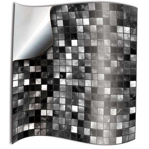 24pc Bathroom Black Silver Chrome Tile Stickers Transfer for Kitchen Multi Color 