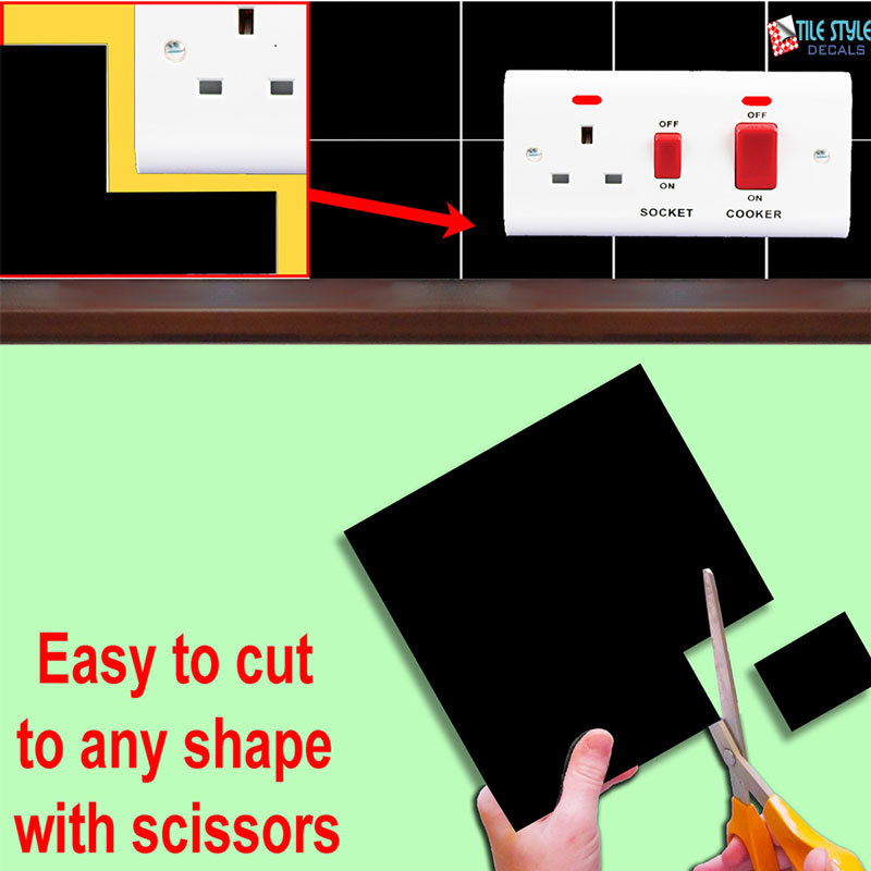 black tile stickers for kitchen