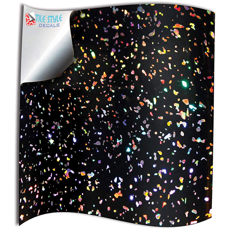 black glitter tile stickers