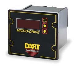 Dart Controls MD50P, 1/4 DIN panel mount PID closed loop DC SCR motor speed control with integral programmable display; Rate, Time and Follower modes, alarms outputs.  120/240VAC supply, 90/180Vdc output to 2HP