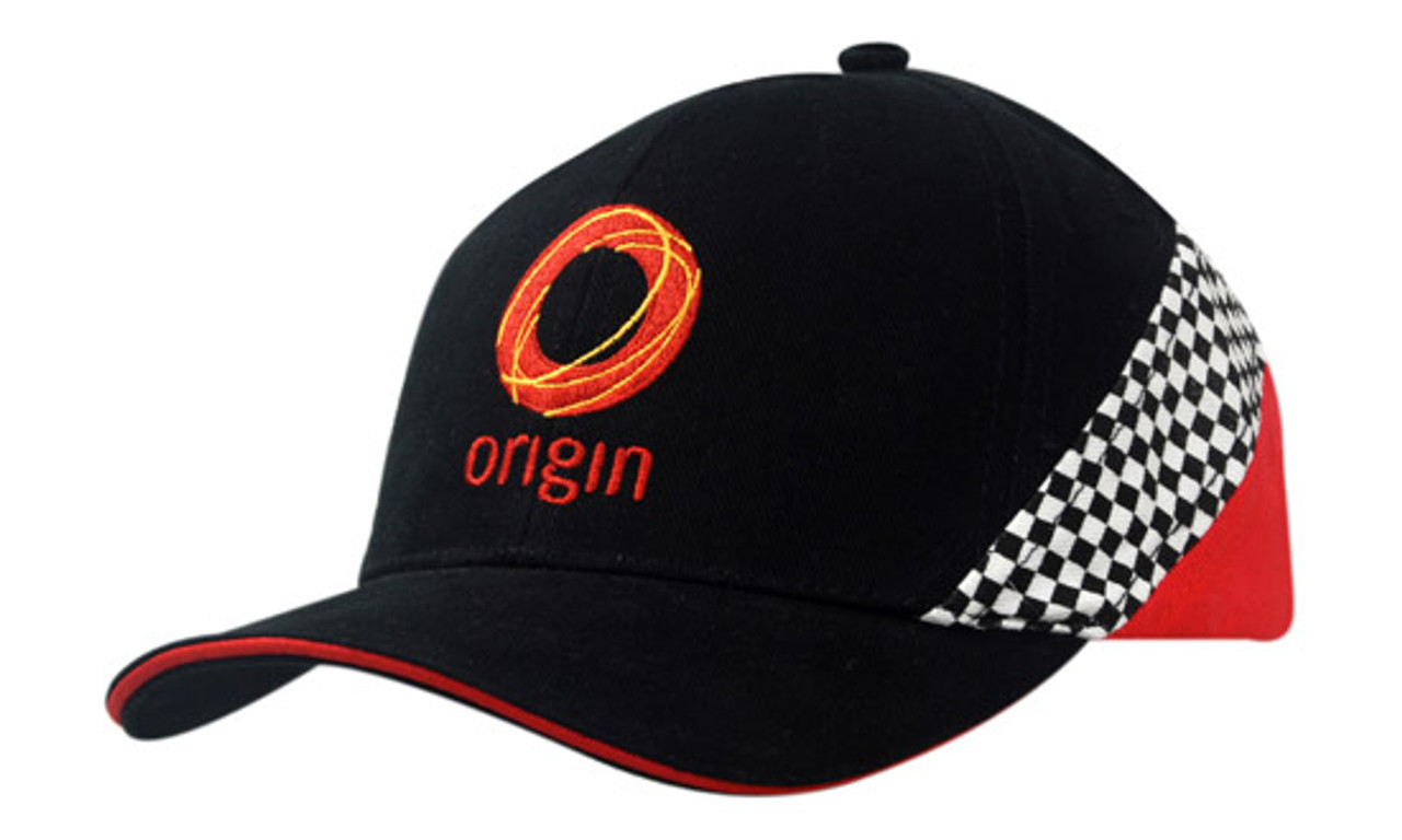 Brushed Heavy Cotton with Sandwich Trim & Printed Check Insert on Crown