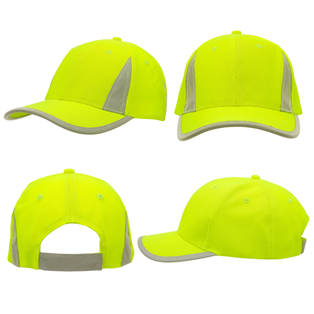 Luminescent Safety Cap with Reflective Inserts and Trim