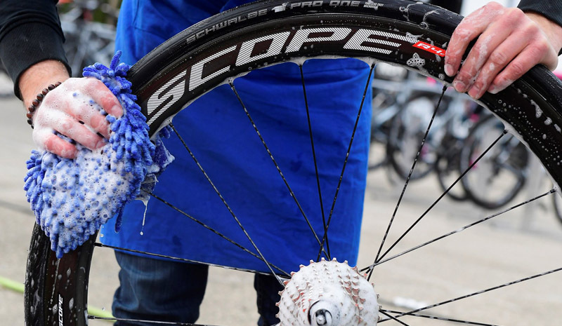 Complete bike cleaning set up and storage options