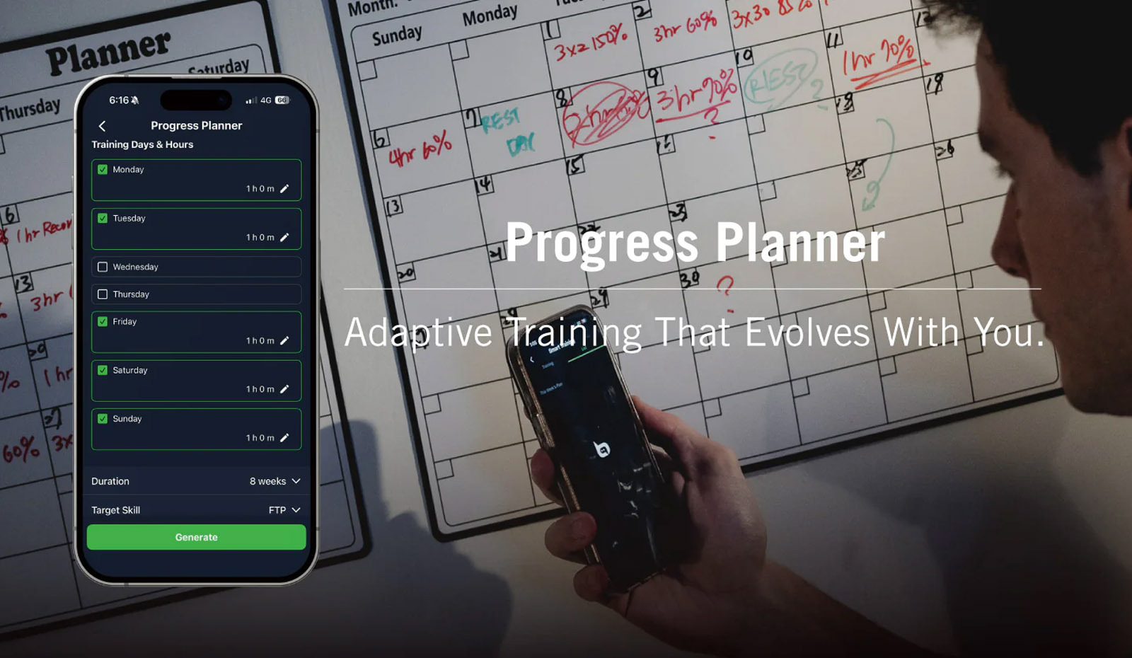 Cyclist using Bryton Progress Planner to create an adaptive weekly training schedule