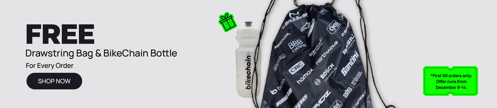 BikeChain - Free Drawstring Bag + BikeChain Bottle