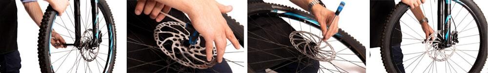 Step-by-step installation of a bicycle disc brake rotor on the wheel hub