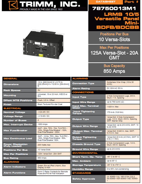 Trimm 78750013M1 Micro-BDFB/BDCBB - Local Remote Monitoring - Dual Bus GMT 5/5 / Versa-Slot 10/10