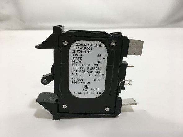 Airpax LEL1-1REC4-28434-4701 / 256694701 Breaker 60 Amp Blade / Black Handle / 2-Pin