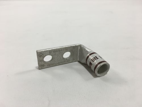 YAV2CL2TC14FX90 Lug 2-Hole Flex 2 AWG 1/4" Stud / 5/8" Spacing / Standard Barrel / 90 Degree