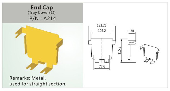 A214 4 X 4 STRAIGHT SECTION ENDCAP FIBER RACEWAY