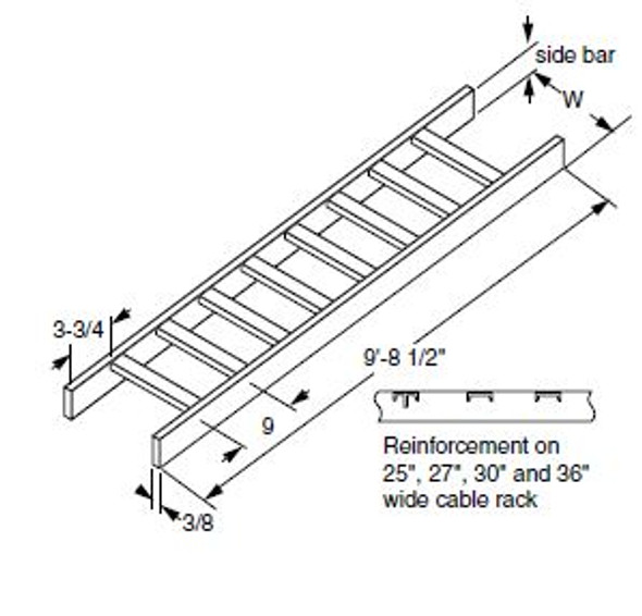 0020033985 - Cable Rack 2"x20"W Solid Side
