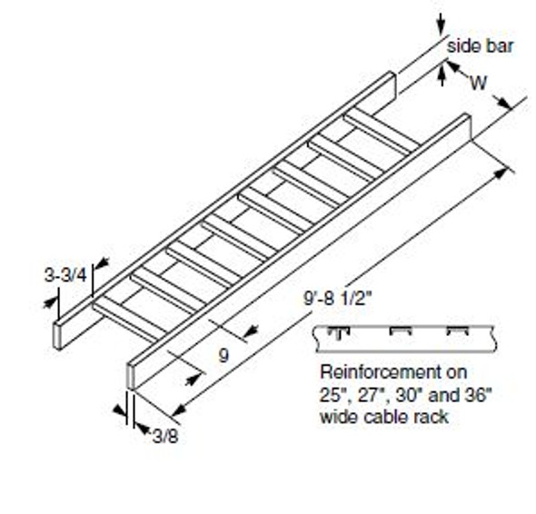 0020033130 - Cable Rack 2"x5"W Solid Side