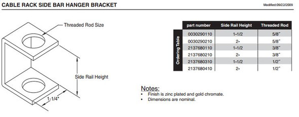 0030290110 - CABLE RACK HANGER BRACKET 1.5"