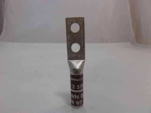 YA2C2TC14, Cu Comp, 2 AWG, 2-Hole, 1/4" Stud, Long Barrel