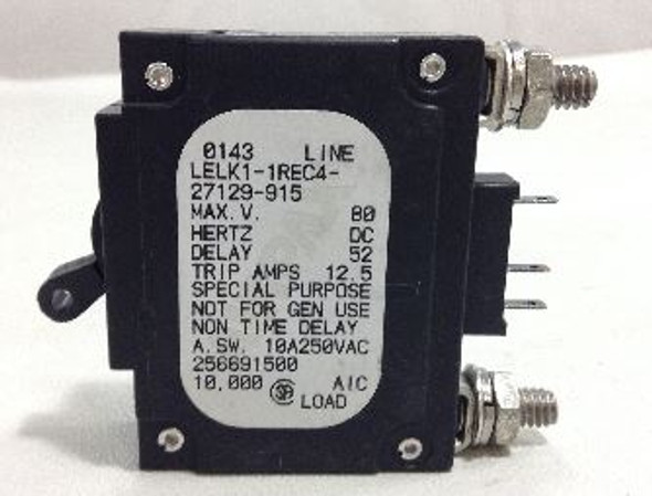 Airpax LELK1-1REC4-27129-915  / 256691500 Breaker 10 Amp Bolt In / Black Handle / 3-Pin Uneven